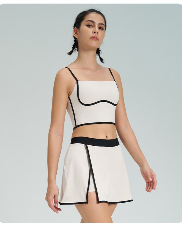 Quick-Dry Color-Block Tennis Set — White