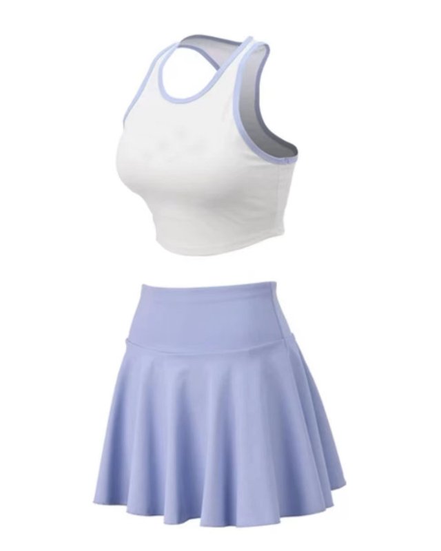 Racerback Color-Block Built-In Bra Tennis Sports Bra — Lavender
