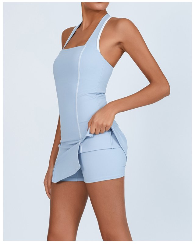 Quick-Dry Brushed Built-In Bra Tennis Set II — Baby Blue