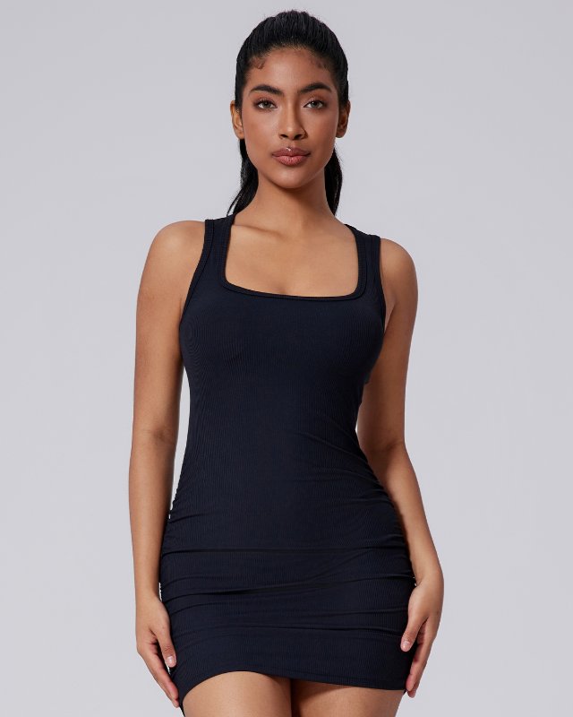 Built-In Bra Tennis Dress — Navy
