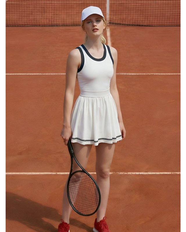 Built-In Bra Tennis Skirt — White