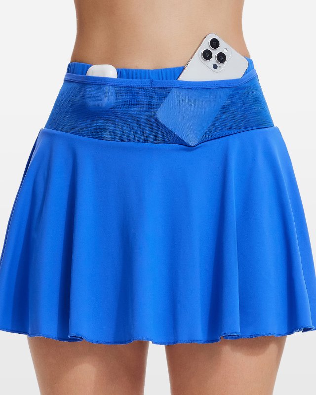 Quick-Dry Pocketed Tennis Skort — Blue