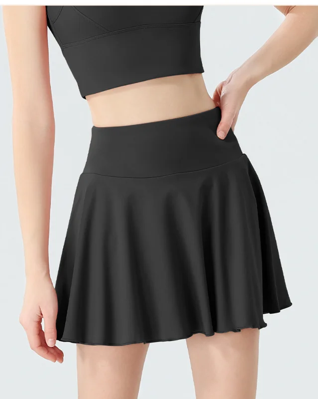 High-Rise Quick-Dry 2-in-1 Tennis Skirt — Charcoal