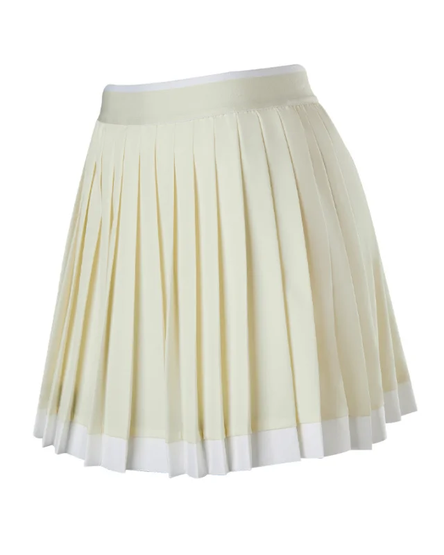 High-Rise Pleated 2-in-1 Tennis Skort — Cream