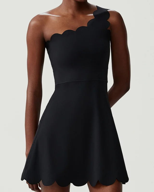 Plus-Size One-Shoulder Tennis Set — Black