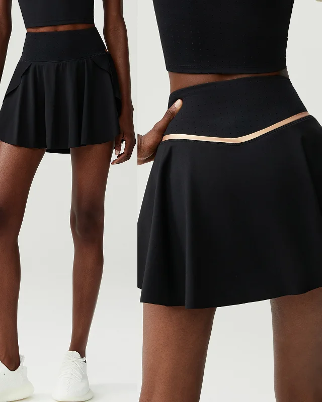 High-Rise Plus-Size Tennis Skirt — Black