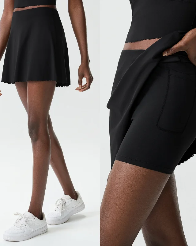 Plus-Size Quick-Dry Tennis Skirt — Black