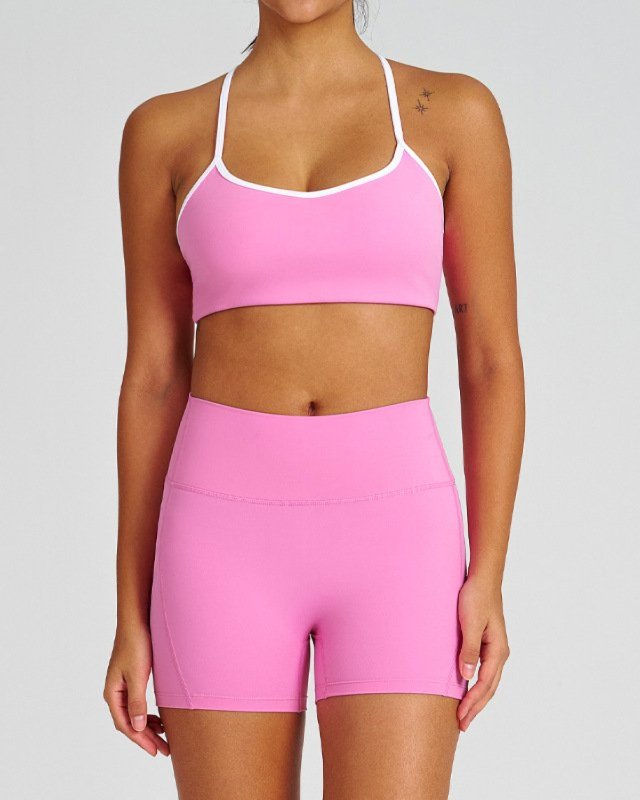 Open-Back Cami Yoga Set — Pink