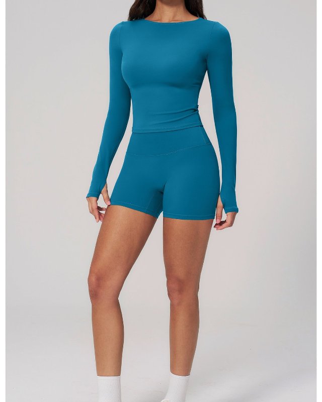 Quick-Dry Long-Sleeve Yoga Set — Teal