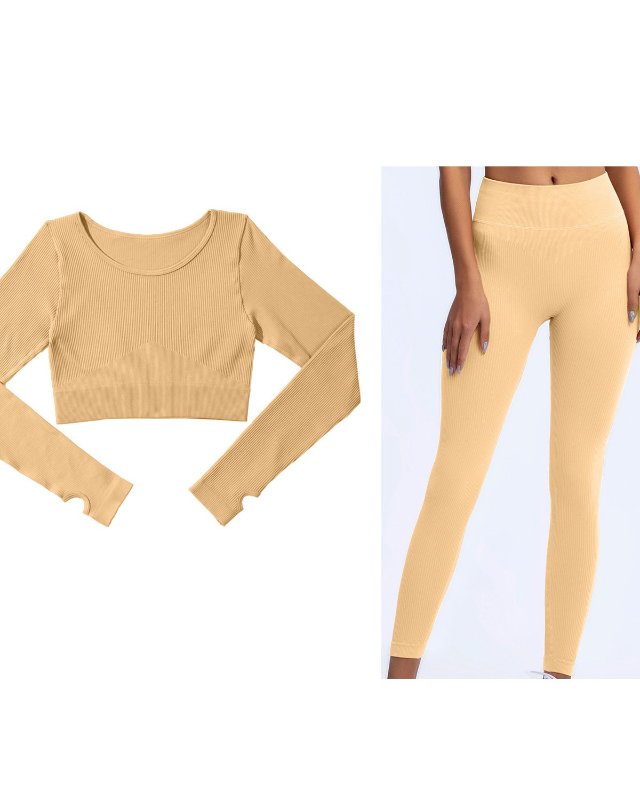 Seamless Long-Sleeve Yoga Set — Peach