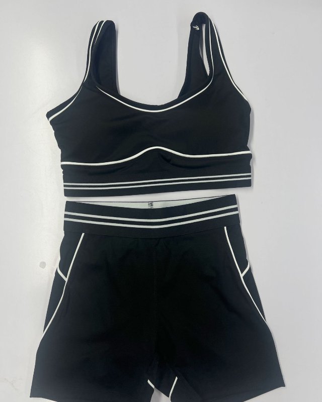 Brushed Color-Block Bike Shorts — Black