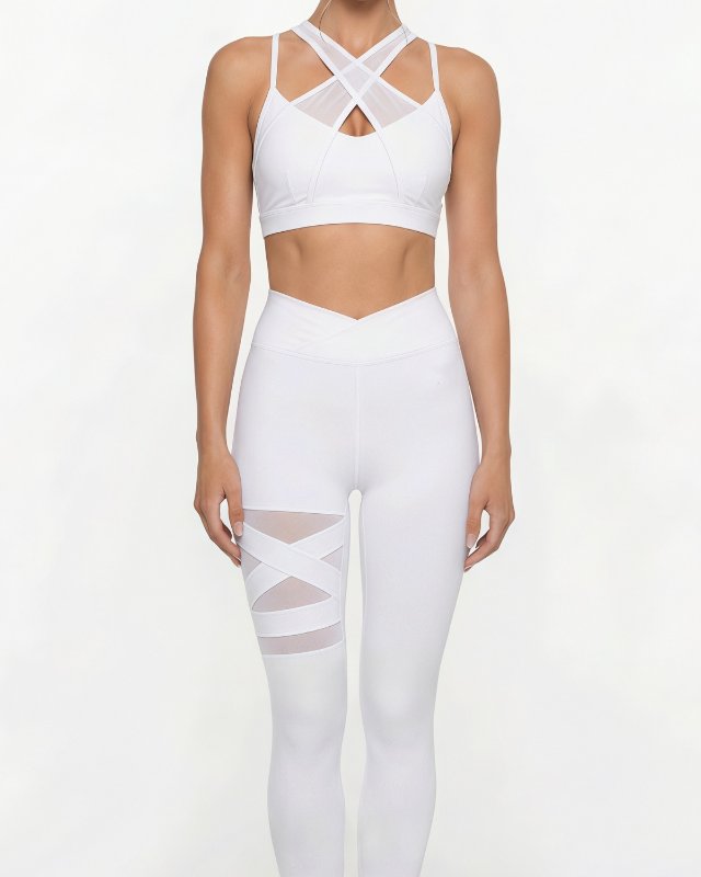 Mesh-Panel Sports Bra — White