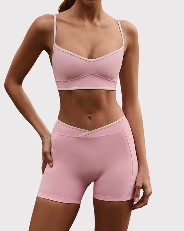 High-Rise Color-Block Yoga Set — Pink