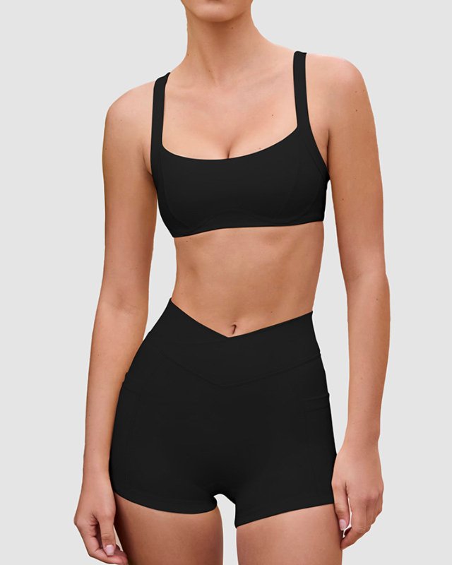 Brushed Cami Bike Shorts — Black