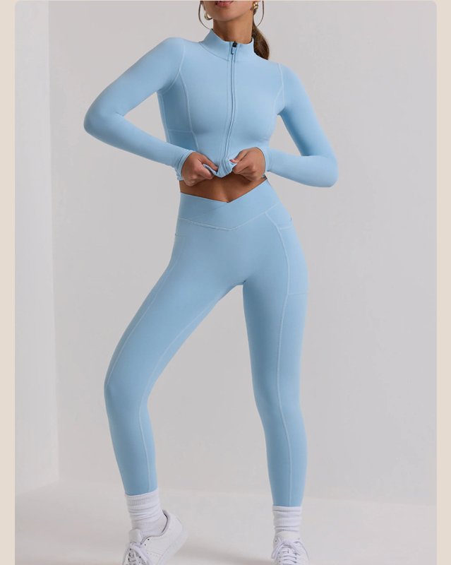 Long-Sleeve Yoga Set II — Light Blue
