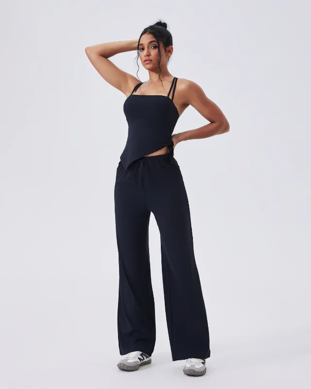 Square-Neck Seamless High-Rise Yoga Set — Black