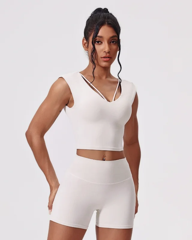 Seamless High-Rise Brushed Bike Shorts — White