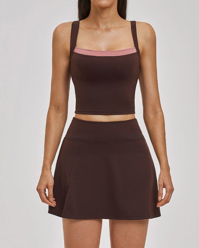 Quick-Dry Cross-Back Skirt — Dark Brown