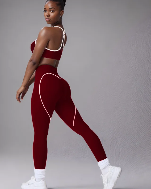 Color-Block Seamless Quick-Dry Sports Bra — Wine