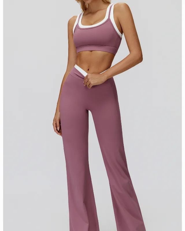High-Rise Brushed Color-Block Flared Leggings