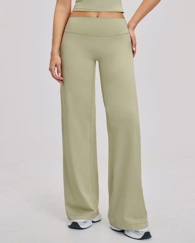 Wide-Leg Brushed Leggings — Khaki