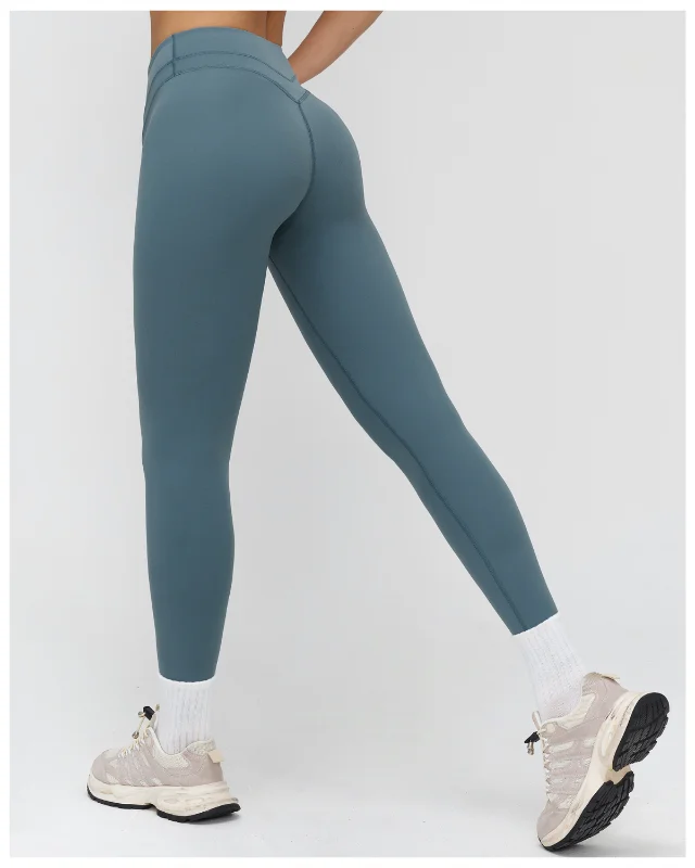 High-Rise Brushed Leggings — Steel Blue