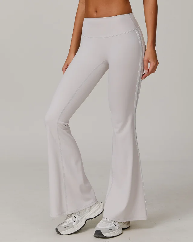 Wide-Leg Flared Leggings — Light Grey