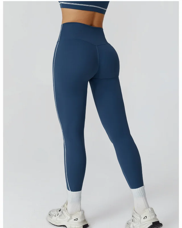 High-Rise Brushed Color-Block Leggings II — Midnight