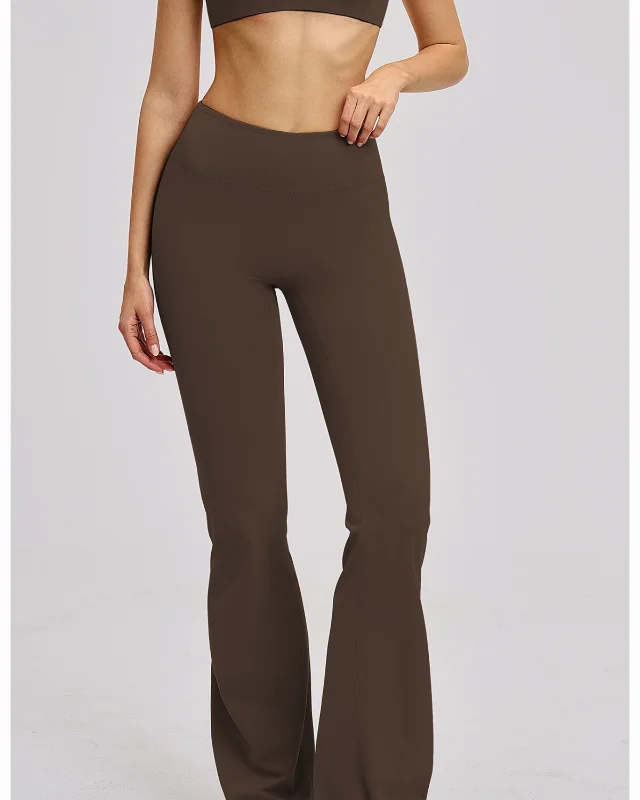 High-Rise Brushed Flared Leggings V — Brown