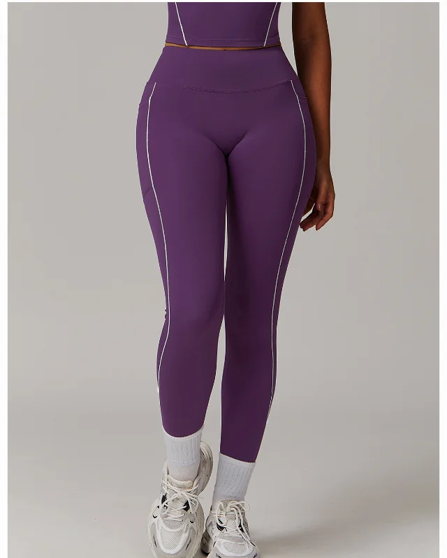 Pocketed High-Rise Brushed Leggings — deep purple