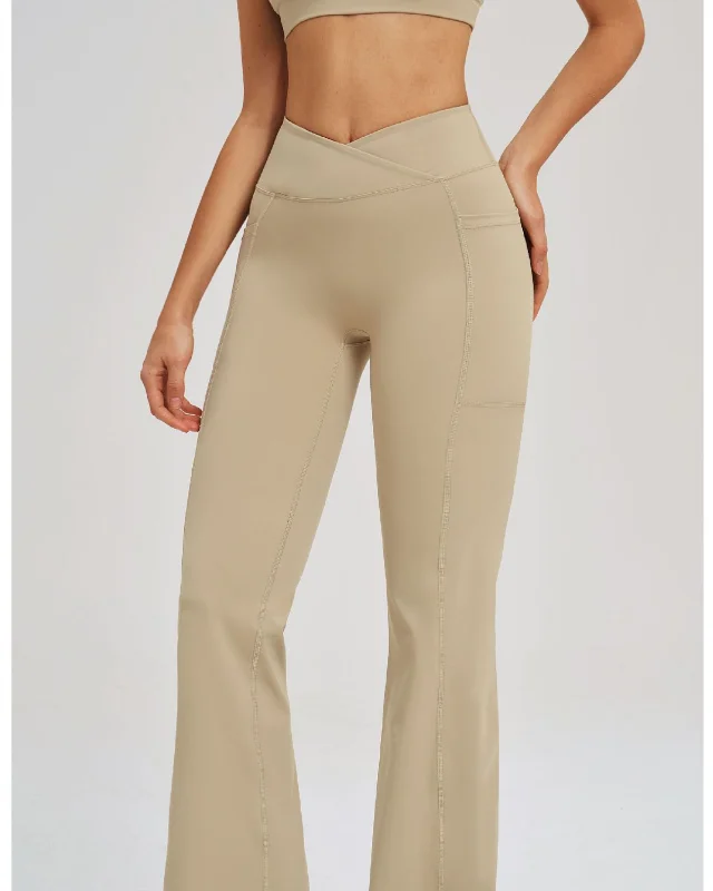 Brushed Flared Leggings — beige