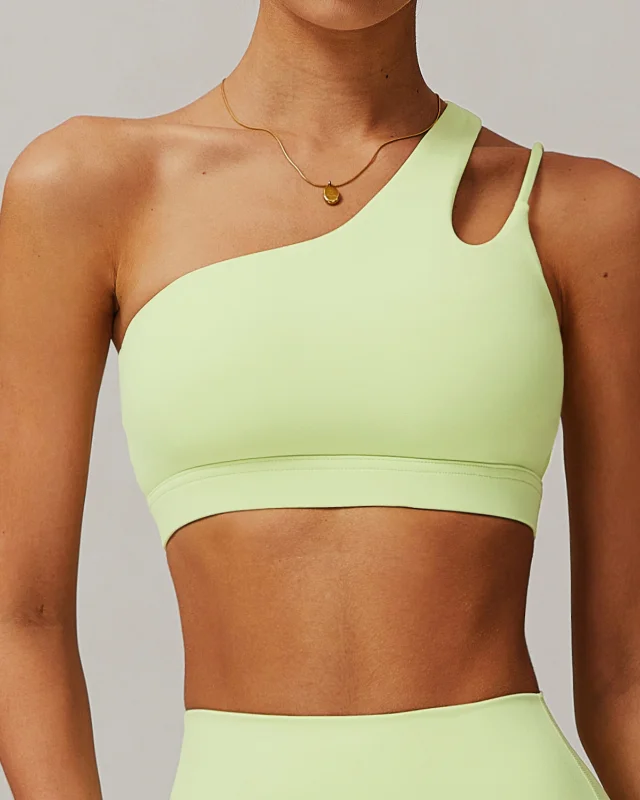 One-Shoulder Sports Bra — Mint Green