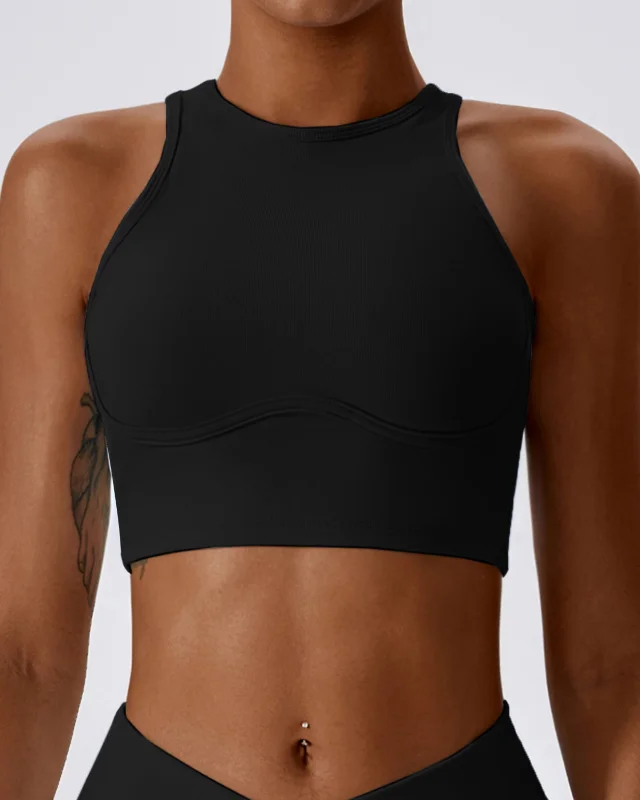 Ribbed Sports Bra — Navy