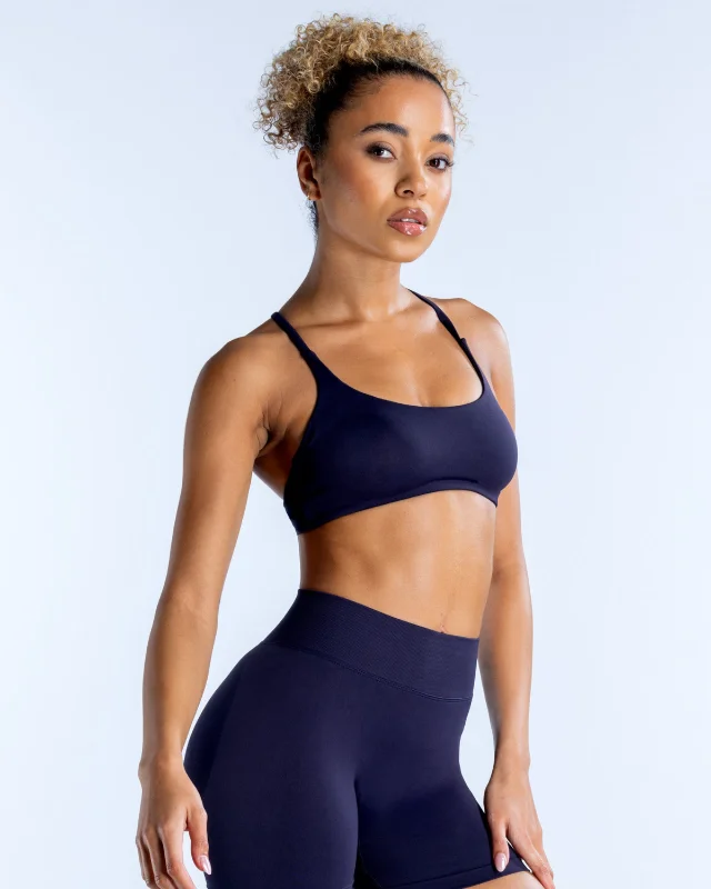 Seamless Open-Back Cami Training Top — Navy