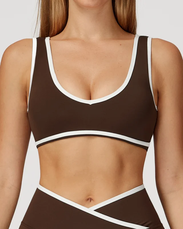 Color-Block Sports Bra II — Brown