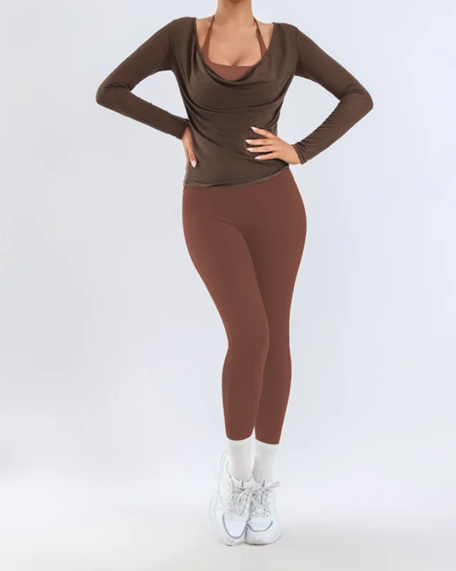 Seamless High-Rise Quick-Dry Yoga Set III — Brown